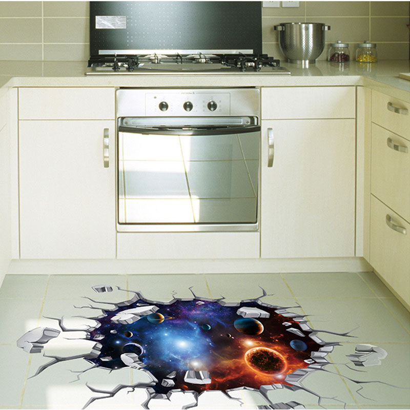 Creative 3D Universe Galaxy Wall Stickers For Ceiling Roof Self-adhesive Mural Decoration Personality Waterproof Floor Sticker