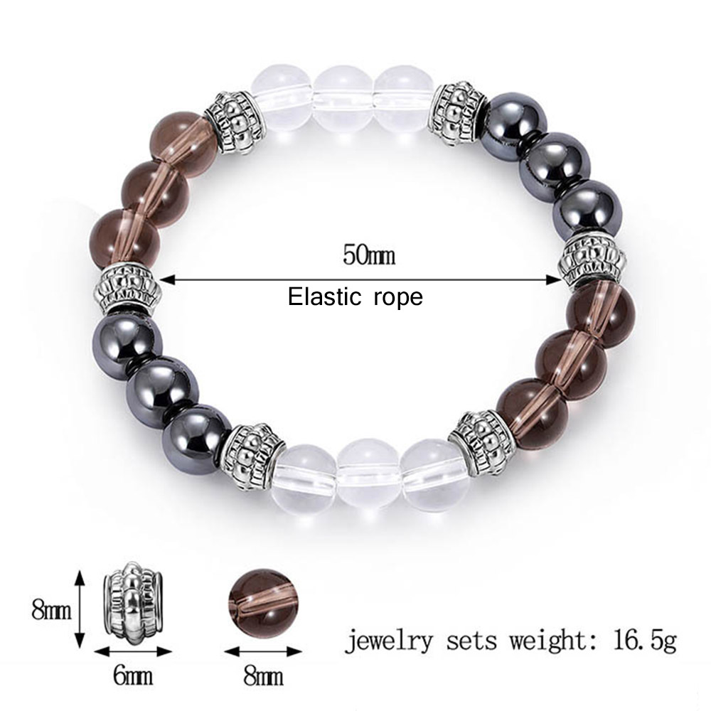 Vintage Black Magnet Natural Stone Crystal Beads Strand Bracelets Men Women Yoga Buddha Beaded Bracelet Jewelry