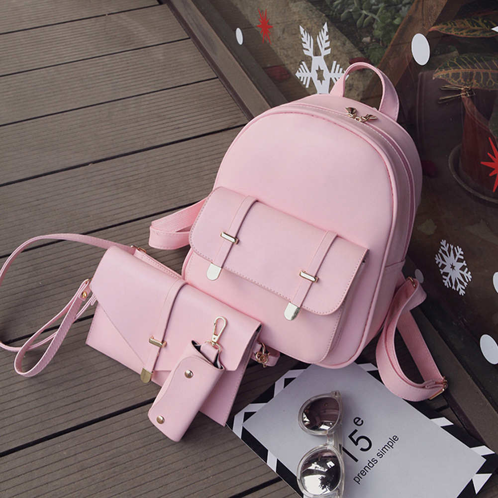 Fashion Composite Bag Pu Leather Backpack Women Cute 3 Sets Bag School Backpacks For Teenage Girls Pink Bags Letter Sac A Dos Y18110202