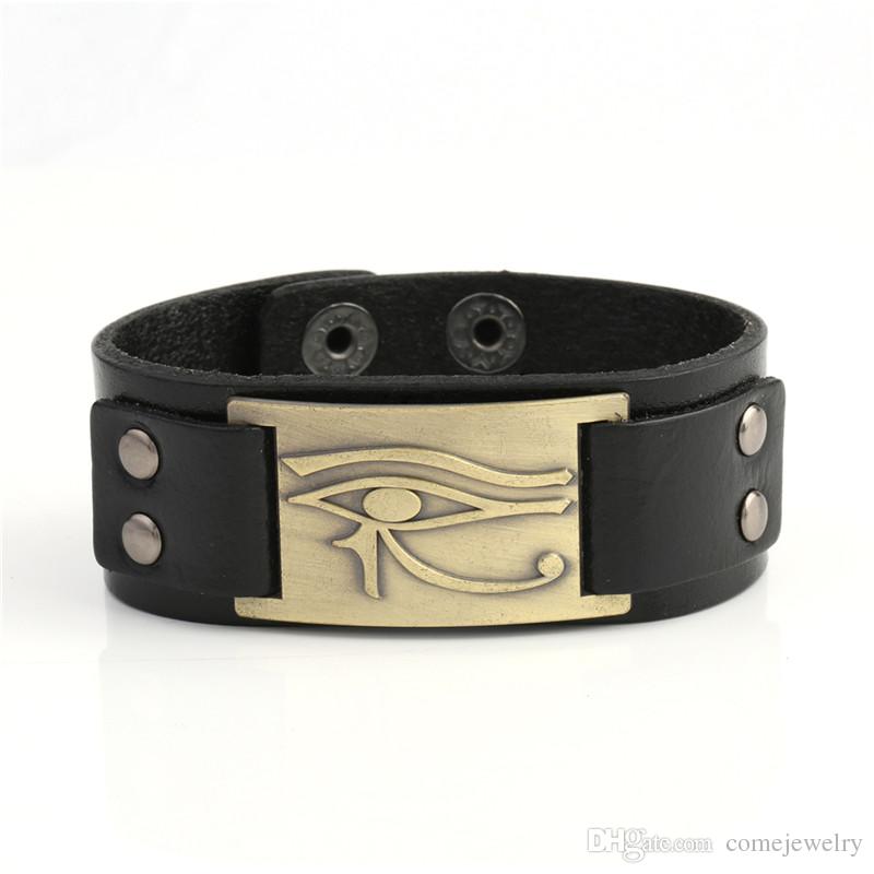 Lemegeton 2018 New Egyptian Style Plated Ankh Eye Of Horus Sigil Bracelet Mens Genuine Leather Luxury Bracelet
Lemegeton 2018 New Egyptian Style Plated Ankh Eye Of Horus Sigil Bracelet Mens Genuine Leather Luxury Bracelet