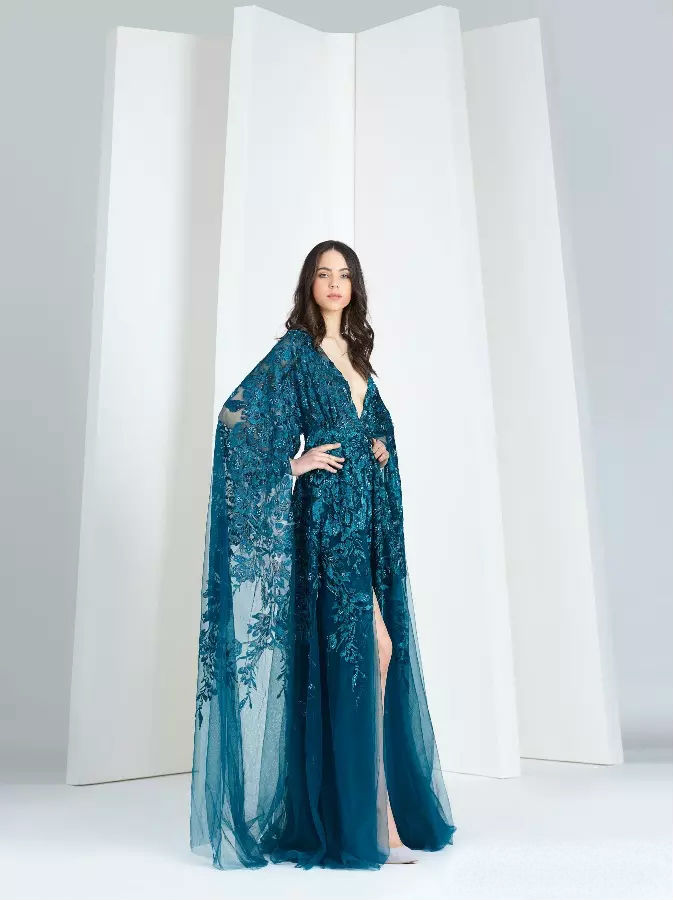 Tony Ward 2018 Evening Dresses Formal Wear Fancy Deep V Neck Lace Applique Beaded Sequins Prom Dress Front Split Sweep Train Design