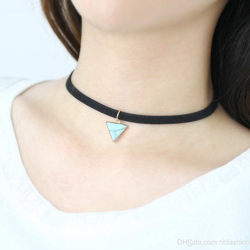 Korean Triangle Turquoise Pendant Necklace Flannelette Ribbon Originality Leather Rope Choker Necklace
Korean Triangle Turquoise Pendant Necklace Flannelette Ribbon Originality Leather Rope Choker Necklace