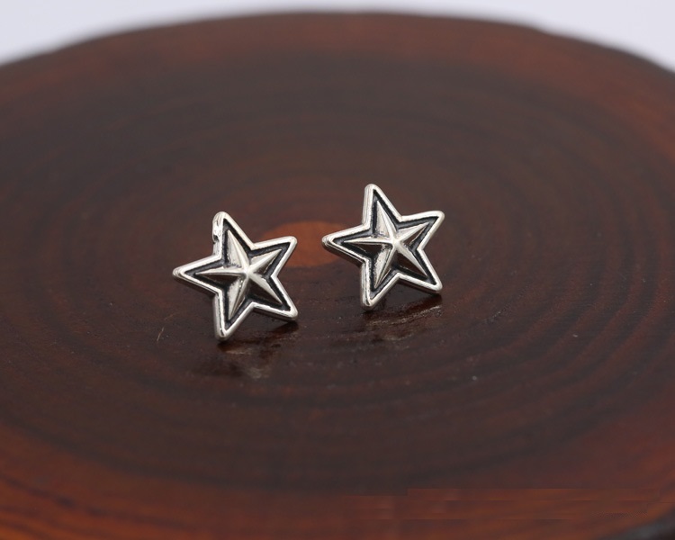 Brand new 925 sterling silver vintage jewelry American European antique silver hand-made designer stars stud earrings for women & men
