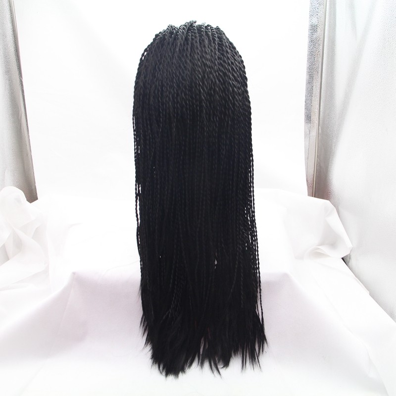 Full Density Braided Lace Front Wigs Box Synthetic Fiber Wigs Thick Full Hand Twist Synthetic Hair Micro Havana Twist Wigs