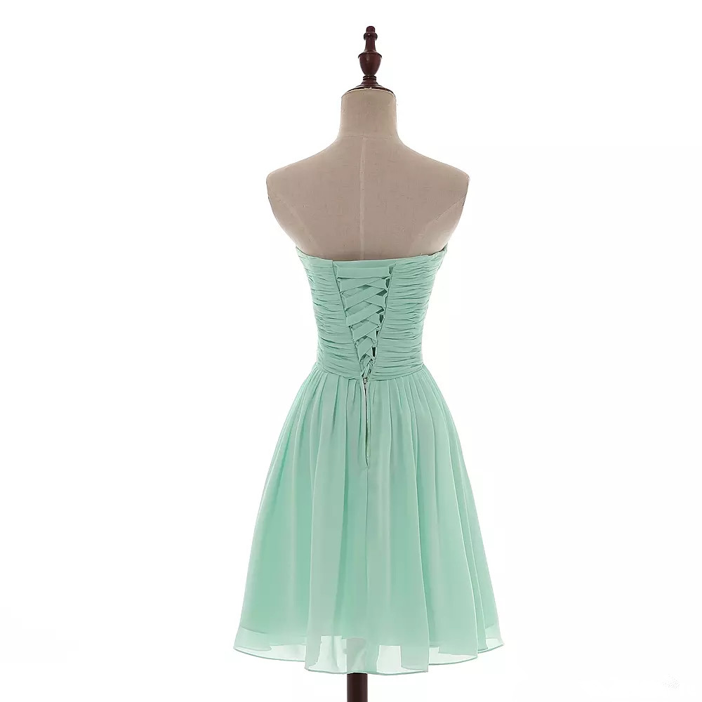 Chiffon Short Bridesmaid Dresses Mint Green 2019 Knee Length Ball Gown Party Dresses Lace Up Country Bridesmaid Gowns