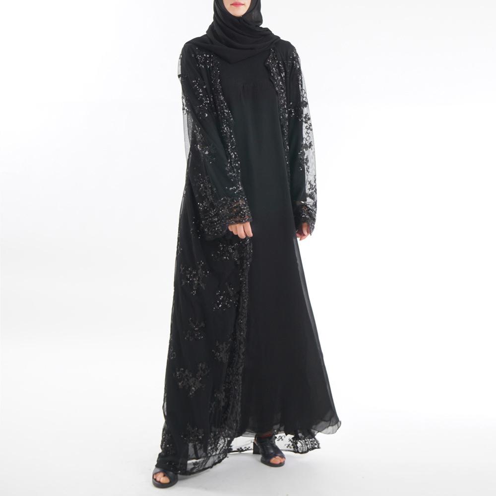 Ethnic Clothing 2021 Abaya Dubai Luxury High Class Sequins Muslim Dress Embroidery Lace Ramadan Kaftan Islam Kimono Women Turkish Eid Mubara