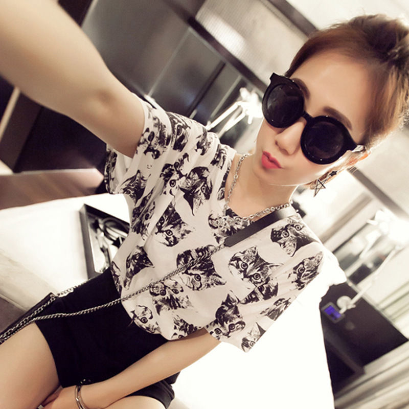 Women Grils Cute Cat Animal Printed Cool Fashion Top T Shirts Blouse Loose Shirt, White
Women Grils Cute Cat Animal Printed Cool Fashion Top T Shirts Blouse Loose Shirt, White