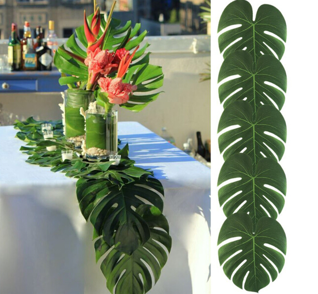 Artificial Tropical Palm Leaves Petal Silk Flower Decoration Set for Hawaii Luau Party Decorations Beach Theme Wedding Table Home garden