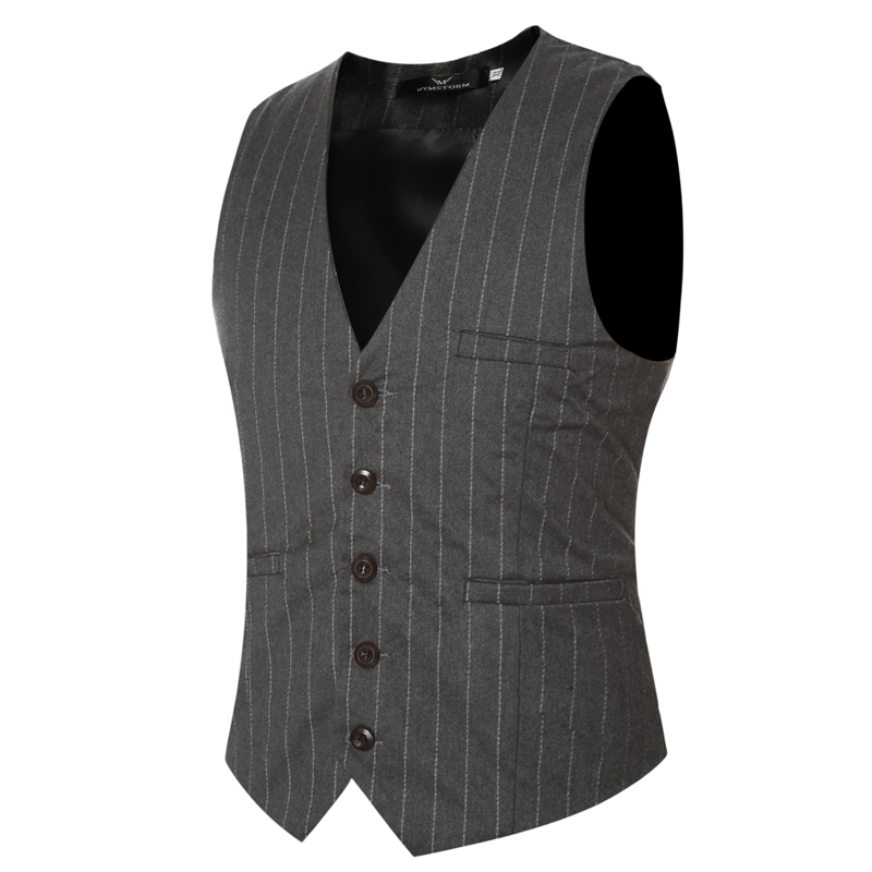 2017 New Fashion Men's Suit Vest Business Striped Waistcoat Slim Fit Dress Vests For Men Casual Colete Masculino Social 6XL