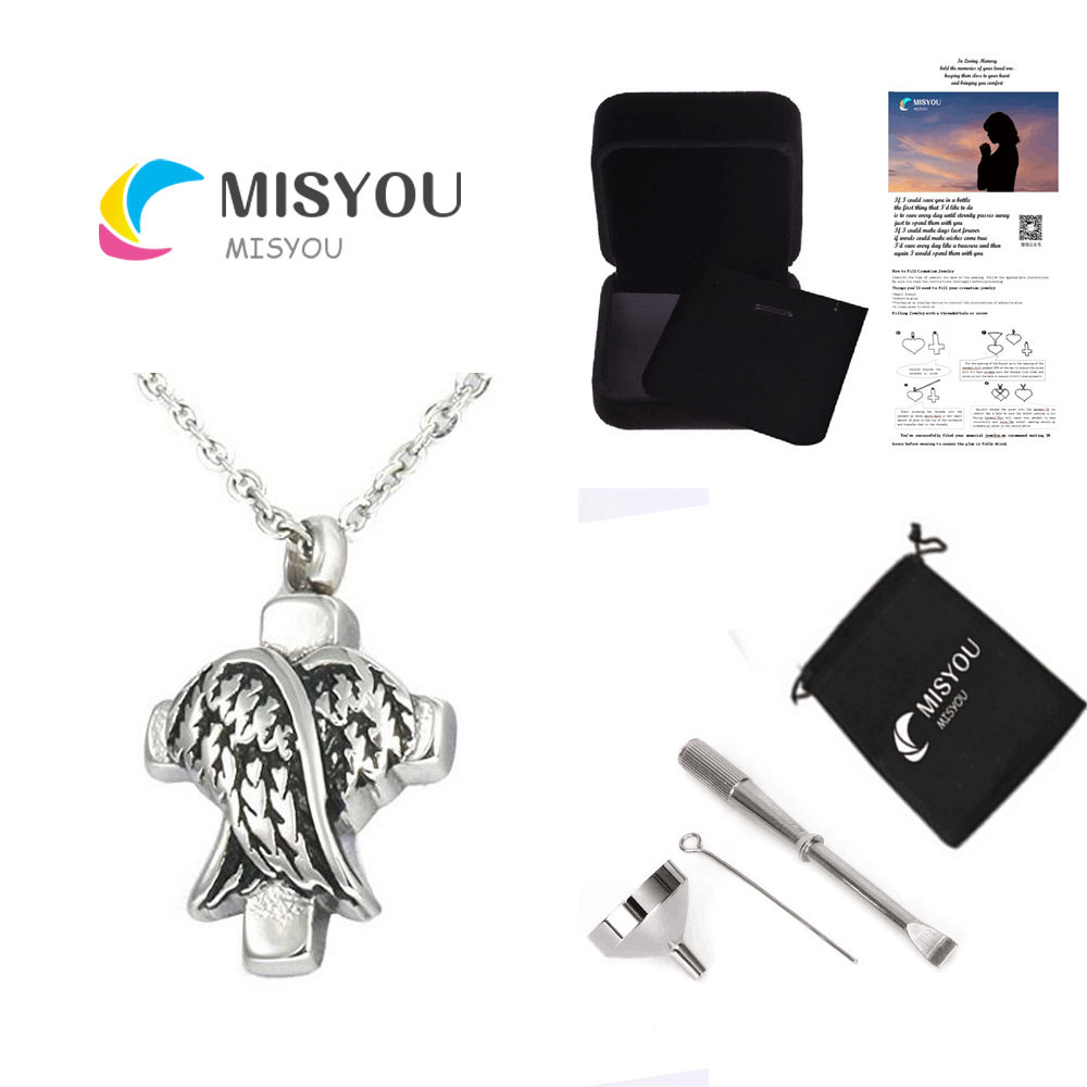 Funeral jewelry can open the wings of the cross carved stainless steel urn ashes to commemorate the family pet hair pendant necklace
Funeral jewelry can open the wings of the cross carved stainless steel urn ashes to commemorate the family pet hair pendant necklace