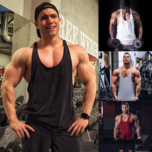 Mens G ym Vest Racerback Bodybuilding Muscle Stringer Plain Tank Top Fitness NEW от DHgate WW