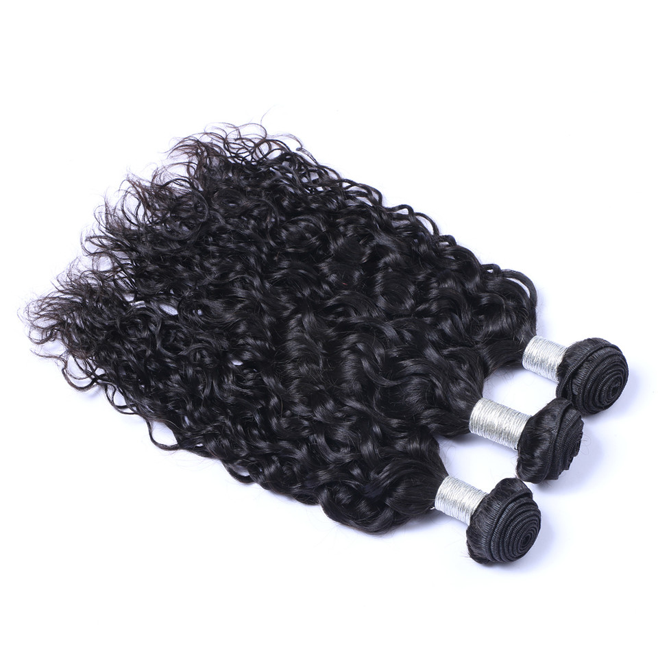 Brazilian Water Wave Curl 100% Unprocessed Virgin Remy Extensions Human Hair Weaves Dyeable 3 Bundles
