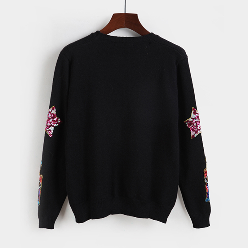 2018 Cartoon Star Tulips Sequined Sweater Women Rabbit Velvet Pattern Embroidery Sweaters and Pullovers Sueter Mujer TGS593 S18100902 - view 4