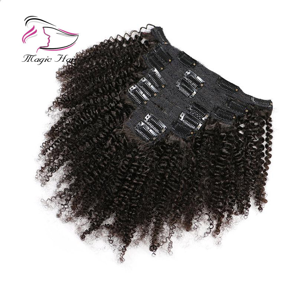 Clip in Human Hair Extensions For Black Women Afro Kinky Curly 100g High Quality Unprocessed Brazilian Human Hair