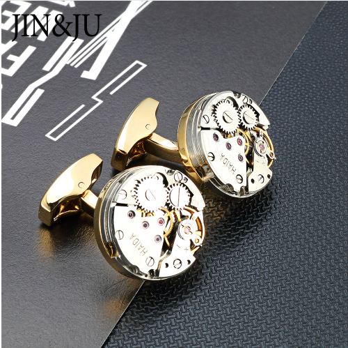 

Jin&Ju Watch Movement Cufflinks For Immovable Steampunk Gear Watch Mechanism Cuff Links For Mens Relojes Gemelos