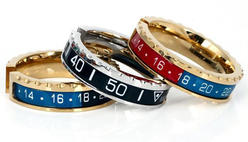 Fashion titanium steel gear ring, titanium steel jewelry water ghost speed scale couple ring women's silver black gold hit color ring