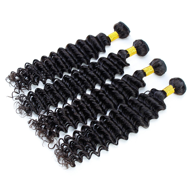 Peruvian Human Hair Bundles Deep Wave Unprocessed Weave Natural Color Hair Extensions