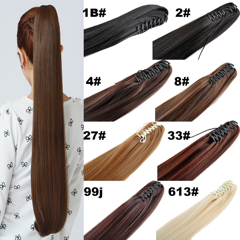 hot sale 16 18 20 straight ponytail claw clip on extension human hairpiece 100g pack 2pcs lot 4 1b 27 616 8 option