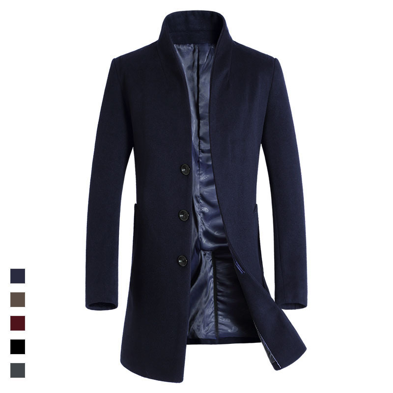 New 2018 High Quality Mens Long Wool Trench Coat Korean Men Slim Fit Trench Parkas For Autumn