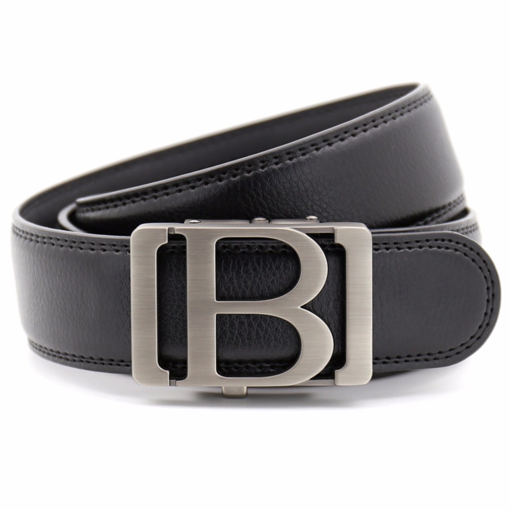 KAWEIDA New Arrivals belts for men 2018 hollow B Metal Automatic Buckle letter belt cow genuine leather belt for male