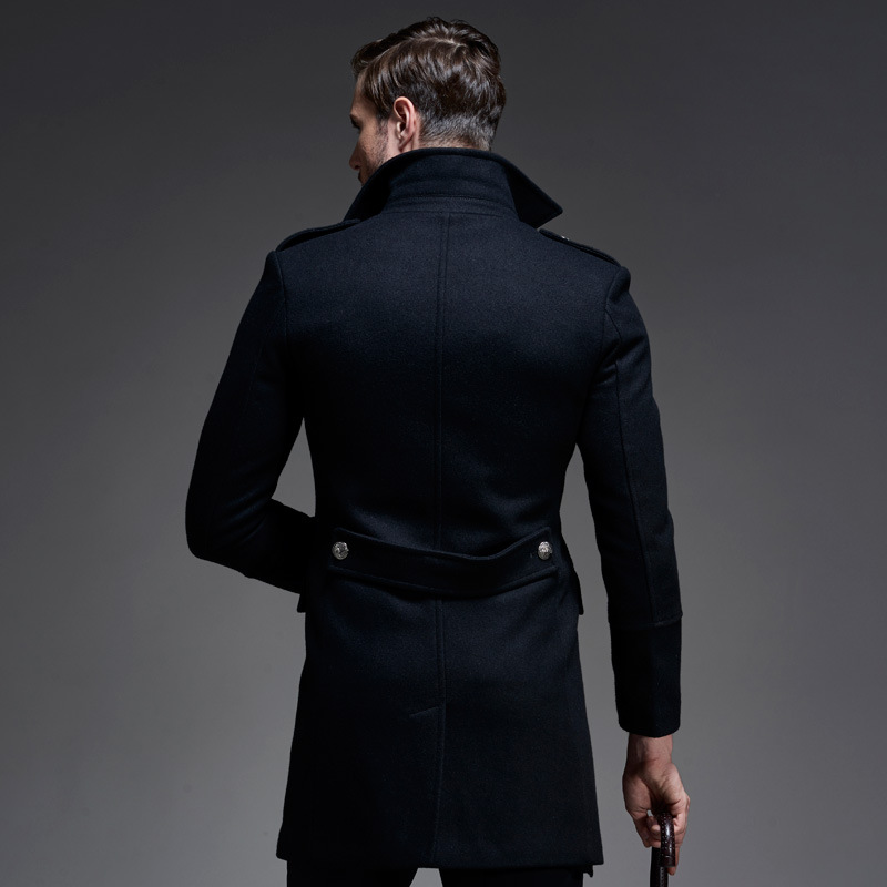 Brand 2018 New Design Double Breasted Causal Wool Coat For Mens High Quality ermany Woolen Jacket Long Pea Coat