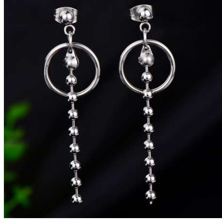 RainMarch Tassel Stud Earrings Female Earrings Male Korean Stainless Steel Punk Earring For Women Man Hip Hop Jewelry
