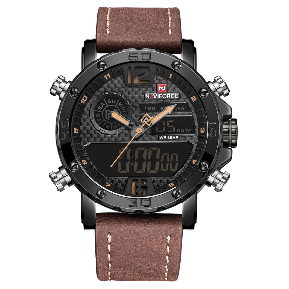 NAVIFORCE Original Good quality Men's Analog Quartz Waterproof Sport Leather Band LED multi-function Wrist watch 9134, All black white
NAVIFORCE Original Good quality Men's Analog Quartz Waterproof Sport Leather Band LED multi-function Wrist watch 9134, All black white