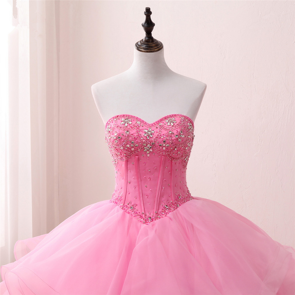 2018 New Arrived Real Photo Sexy Crystal Ball Gown Quinceanera Dress with Beading Sequin Sweet 16 Dress Vestido Debutante Gowns BQ125
