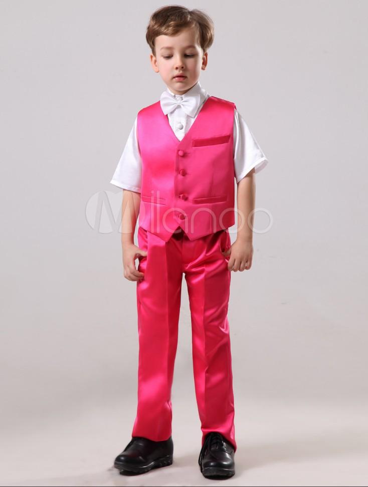 High Quality Two Button Red Boy Formal Wear Handsome Boy Kid Attire Wedding Wear Birthday Party Prom Suit(jacket+pants+tie+vest ) 35