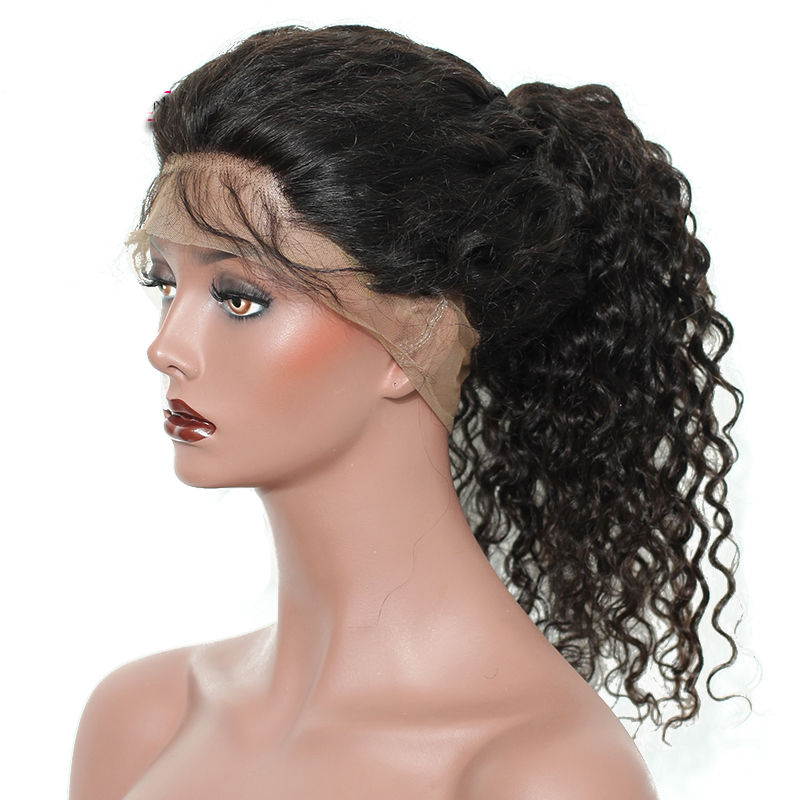 Natural Looking Kinky curly Wigs With Hairline Deep Wave Glueless Brazilian Virgin Human Hair 360 Lace Front Wigs With Bleached knots