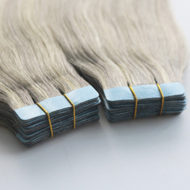 Tape in human hair extensions 40pcs Pgrey/613 Piano color Blonde Brazilian Hair Skin Weft Tape Hair Extensions 100g double drawn tape in