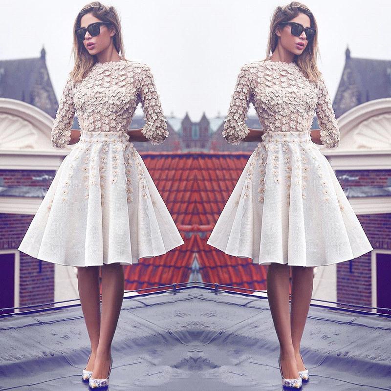 Arabic Long Sleeves A Line Cocktail Dresses 3D Floral Knee Length Formal Party Short Evening Prom Gowns BA6905, Silver
Arabic Long Sleeves A Line Cocktail Dresses 3D Floral Knee Length Formal Party Short Evening Prom Gowns BA6905, Silver