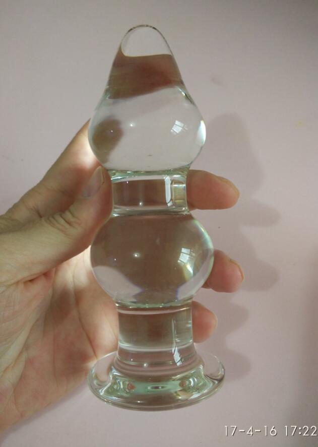 Huge Glass Butt Plug Anal Plug Large Transparent Crystal Anal sex Dildo Double Balls Anal Sex Toys For Woman man erotic toys gay S924