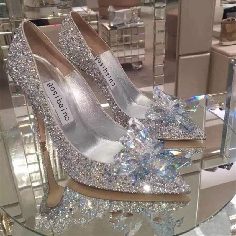 Sparkly Stiletto Heel Crystals Wedding Shoes For Bride Beaded Luxury Designer Heels Cinderella Pumps Poined Toe Rhinestones Bridal Shoes от DHgate WW