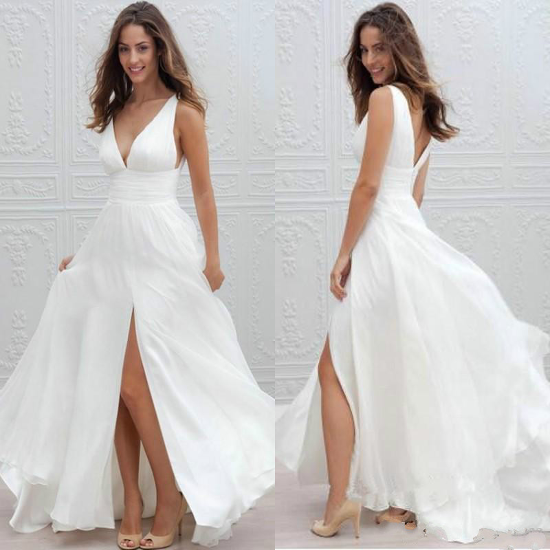 2018 New Summer Boho Wedding Dresses A Line V Neck Beach Bridal Gowns Split Chiffon Bohemia Bride Dress Formal Party Gown, Ivory
2018 New Summer Boho Wedding Dresses A Line V Neck Beach Bridal Gowns Split Chiffon Bohemia Bride Dress Formal Party Gown, Ivory