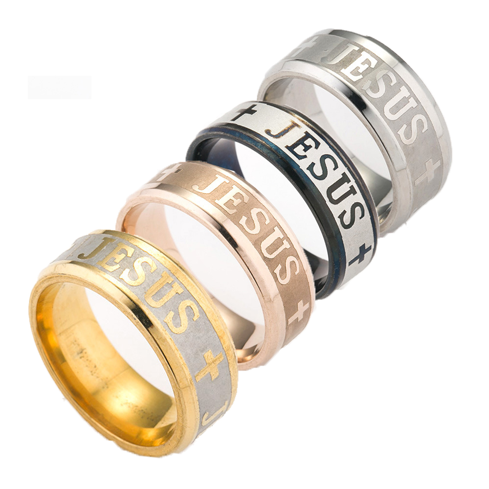 Spot wholesale Christian Jesus JESUS letters Cool gold Cross religious stainless steel corrosion rings
Spot wholesale Christian Jesus JESUS letters Cool gold Cross religious stainless steel corrosion rings
