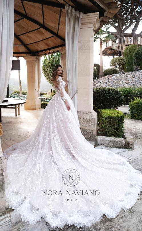 nora naviano wedding dresses full lace applique beaded long sleeve v neck plus size bridal gowns robe de marie