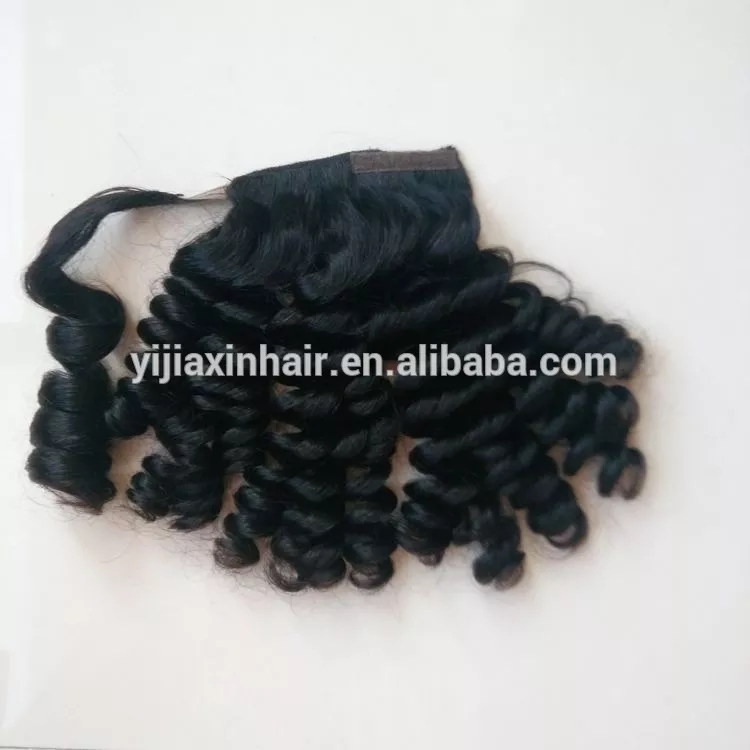 100g-160g human hair ponytail hairpieces clip in fahsion curly human hair drawstring ponytail hair extension for black women 10-22inch 1b