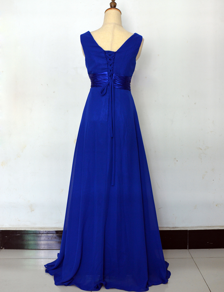 Royal Blue Chiffon Beach Bridesmaid Dresses New Long Junior Bridesmaid Dress Floor Length Wedding Party Dresses