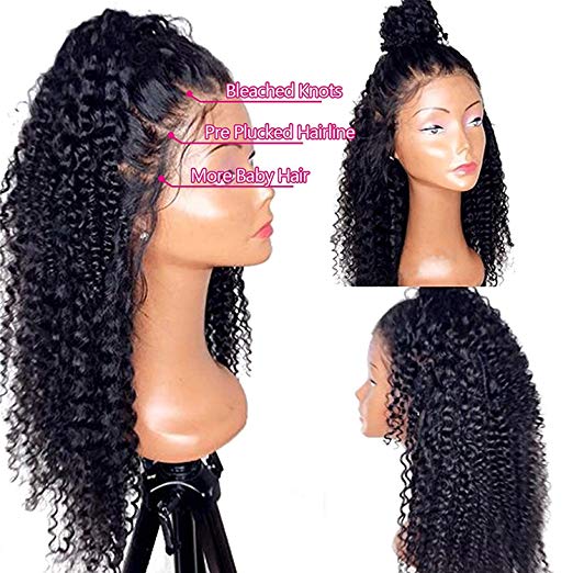 Transparent invisible 360 full Lace Frontal Wig Human Hair 150% density kinky Curly Bleached Konts Brazilian Virgin remy Glueless hd Wigs Pre-Plucked 