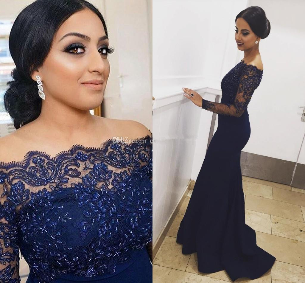 Navy Blue Lace Mermaid Evening Dresses Arabic 2018 Off Shoulder Appliques Beaded Long Formal Prom Party Gowns Vestido De Festa, White
Navy Blue Lace Mermaid Evening Dresses Arabic 2018 Off Shoulder Appliques Beaded Long Formal Prom Party Gowns Vestido De Festa, White