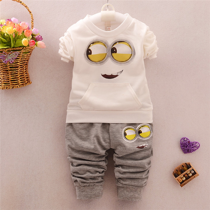 Autumn Baby Girls Boys Minion Suits Infant/Newborn Clothes Sets Kids Vest+T Shirt+Pants 3 Pcs Sets Children Suits