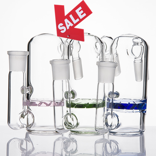 Glass Ash Catcher Turbine Perc Percolator 18mm Female to 18mm Male Blue pink green Turbine Disk Percolator