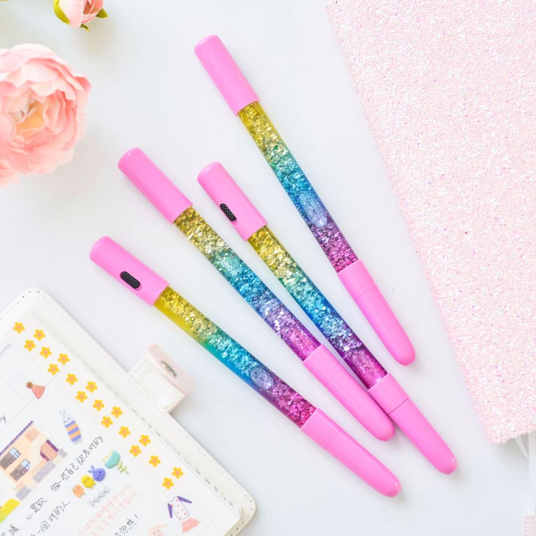 New style gel pen creative Fairy glowing fairy pen sequin liquid bright sand magic wand student gel crystal