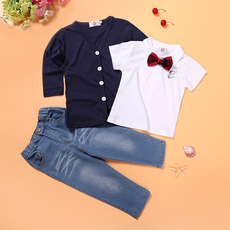 3PCS Kids Toddler Baby Boy Gentleman Coat Jacket Top+Shirt+Jeans Pants Outfit Clothes Sets Autumn Children Clothing 2-7Years