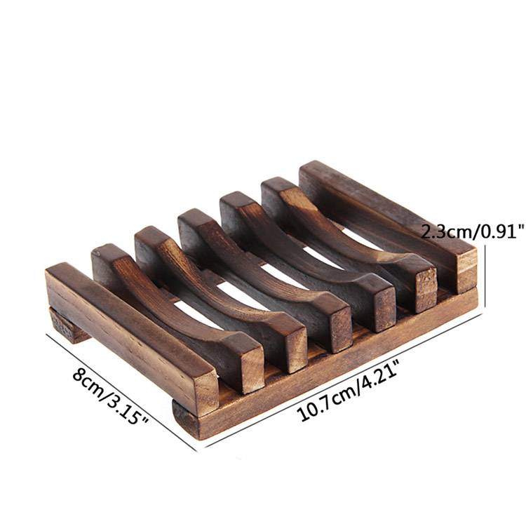 Natural Wooden Bamboo Soap Dish Tray Holder Storage Rack Box Container for Bath Shower Plate Bathroom