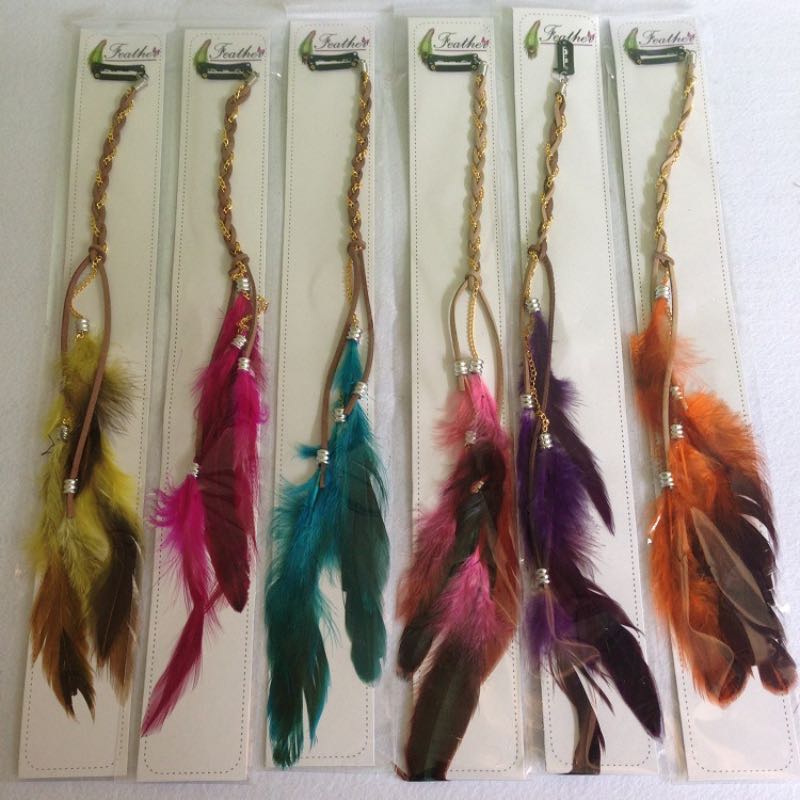 Handmade Bohemia Feather Hair Barrettes Fashion Colorful Pigtail With Metal Chain Card BB Clip 8 Colors Wholesale