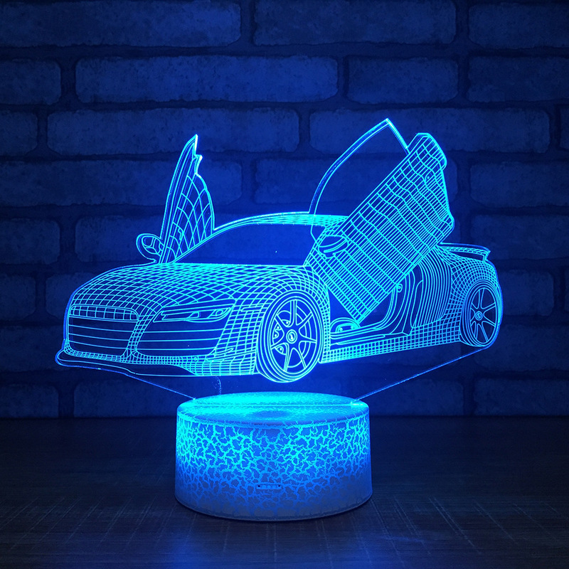 Creative Racing Car 3D Acrylic LED Night Light Touch 7 Color Change Desk Table Lamp Party Decorative Light