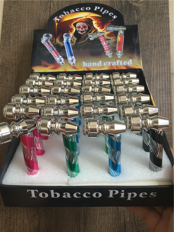 colorful Cheap smoking pipes metal tobacco pipe for smoking dry herb Mix designs free shipping