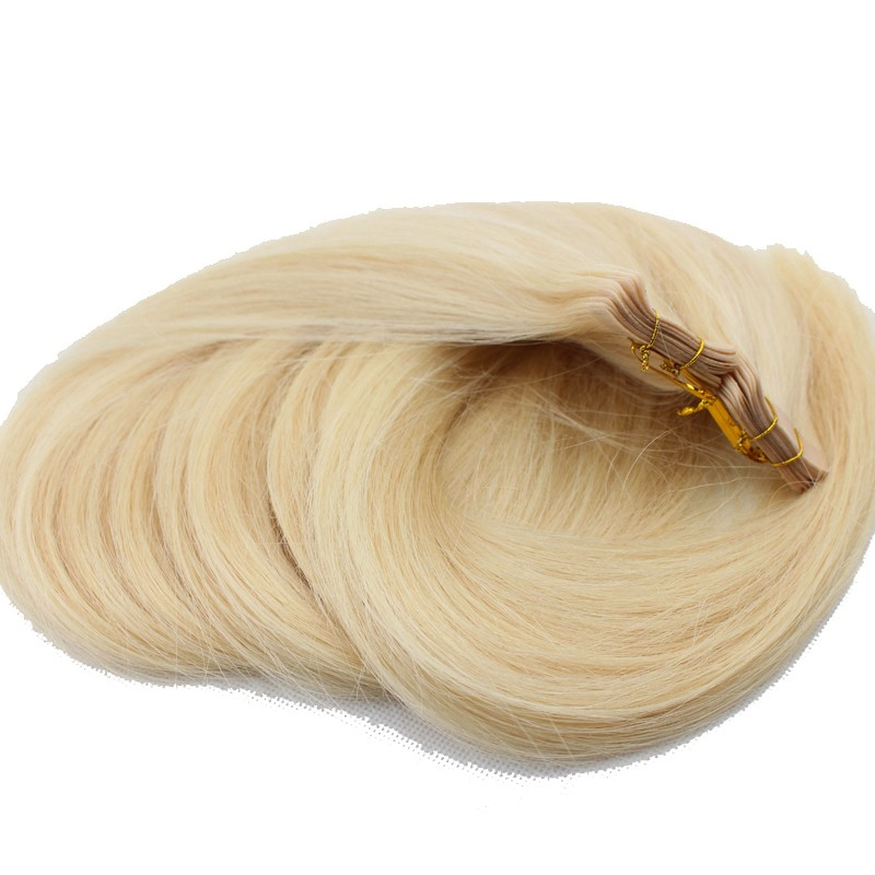 double drawn skin weft human hair 16 22inch invisible silky straight blonde tape on remy hair extensions 200grams lot free dhl
